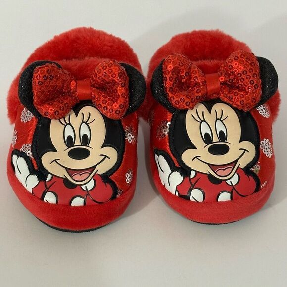 Disney Other - Disney Junior Minnie Mouse Slippers Red with Bows | Toddler Size 5/6
